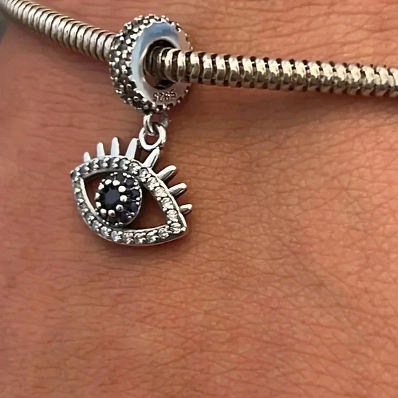 S925 Stamped Evil Eye Charm - Picture 6 of 6